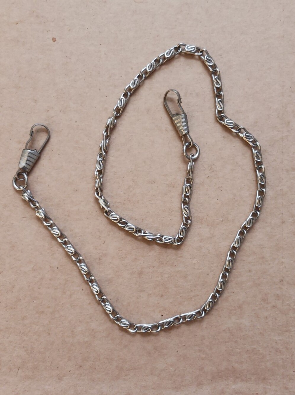 Mens Watch Chain , Snail Chain Silver-toned Metal 18.5in Good Condition